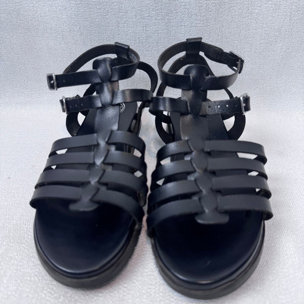Wonder Nation Girls Gladiator Black Strappy Open Toe Sandals Size USA 6